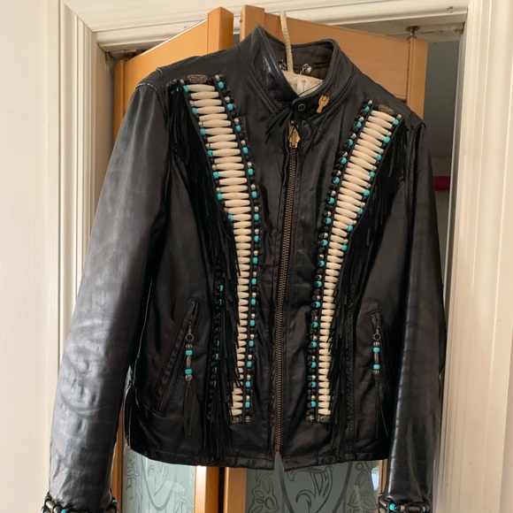 women’s Leather beaded jacket - Picture 2 of 2